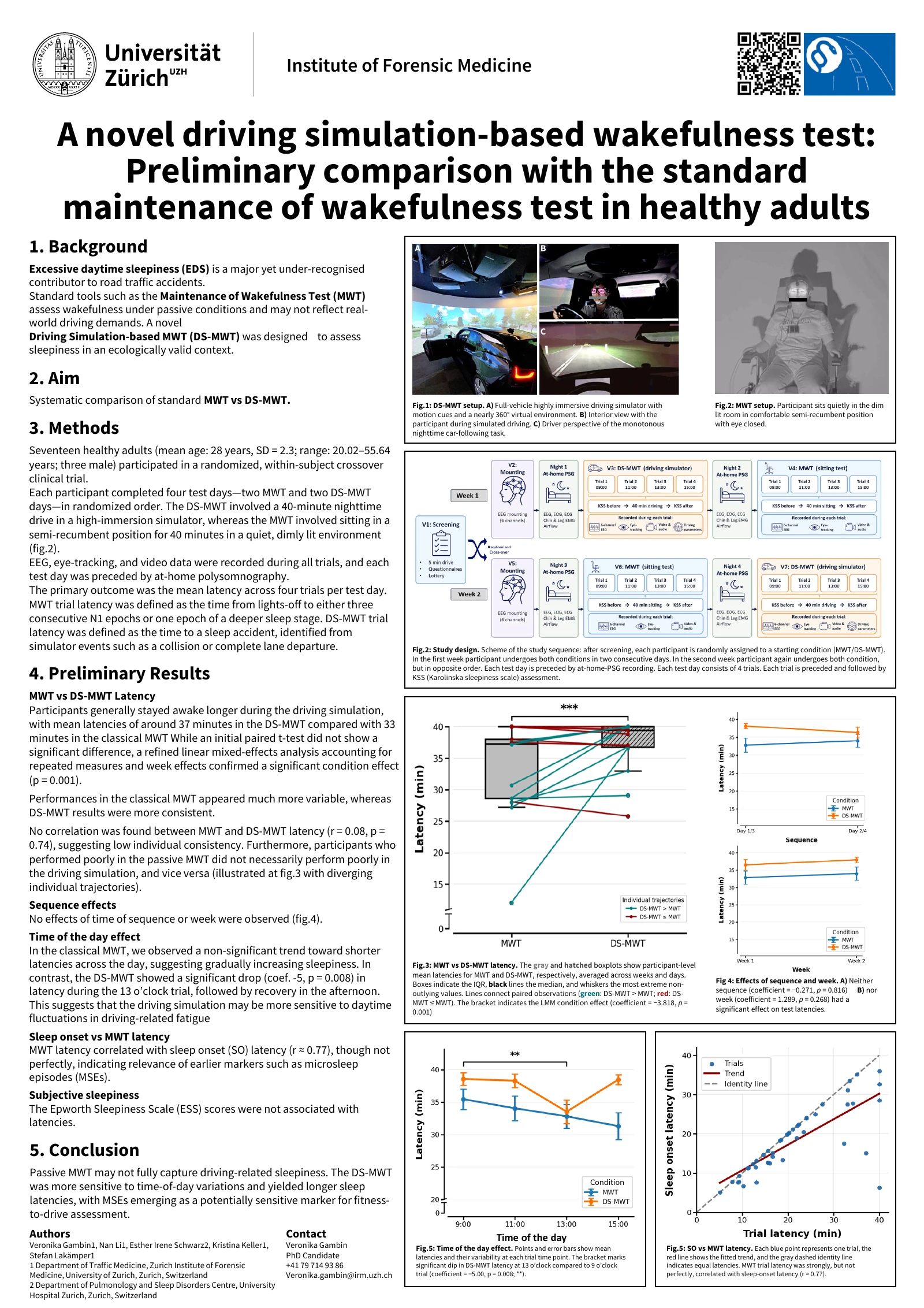 Poster: A novel driving simulation-based wakefulness test: Preliminary comparison with the standard maintenance of wakefulness test in healthy adults